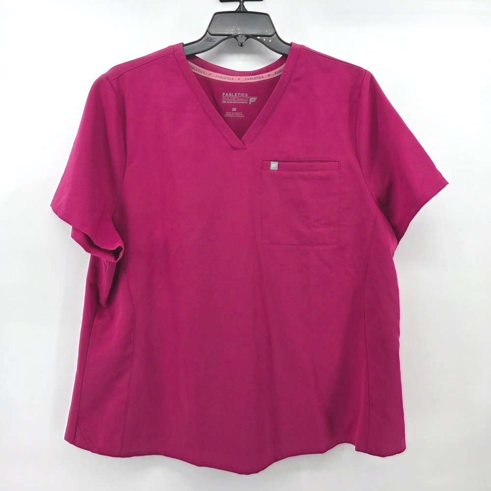 Fabletics Feel Good Performance Medical Workwear Pink Scrub Top Womens 2X